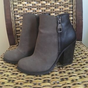 Call It Spring Grey and Black Heeled Bootie 8.5
